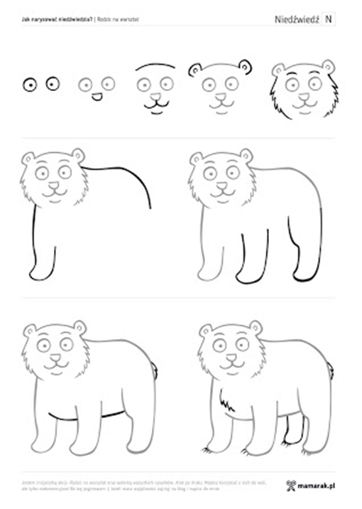 Jak narysować niedźwiedzia Krok po kroku Wieluńska